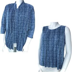 Chicos Easywear Womens Size 2 US 12 Cool Texture Pleated Cardigan Tank Bundle
